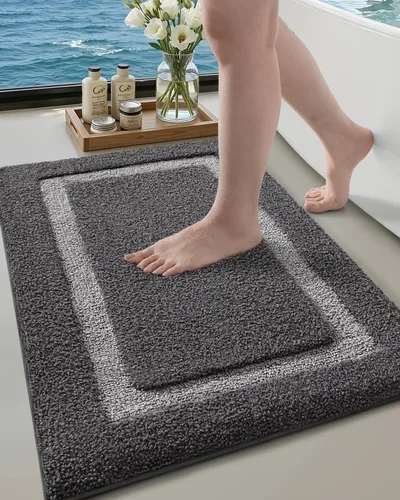 Vista 21 de Color&Geometry Alfombras de baño, de microfibra absorbentes de agua y de secado rápido, antideslizantes, lavables a máquina, extra suaves
