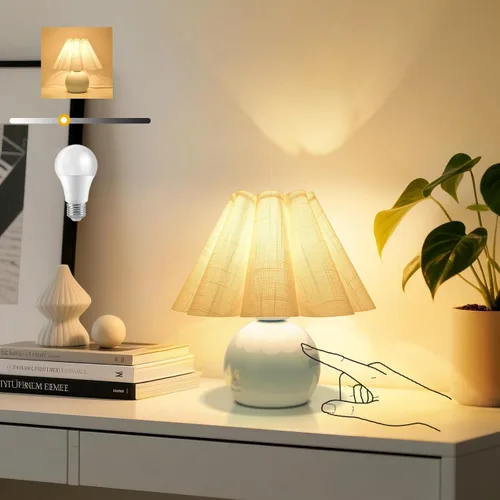 Vista 21 de Lámpara de mesa pequeña dorada para dormitorio, lámparas de dormitorio de latón dorado para mesita de noche, lindas lámparas de mesa mini