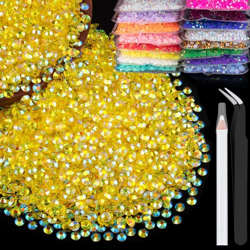 Vista 41 de 4000 diamantes de imitación de resina de 0.157 pulgadas a granel, transparentes AB con parte trasera plana, diamantes de imitación redondos