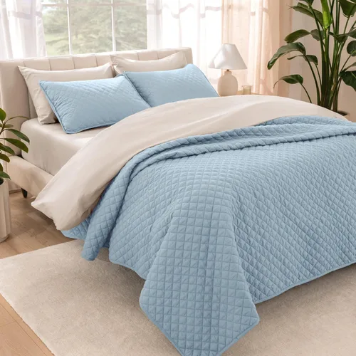 Vista 17 de Bare Home Juego de colcha – Twin/Twin Extra Long – Decoración ligera de cama – Alternativa de edredón – Colcha acolchada para todas las estaciones