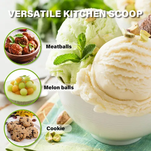 Vista 6 de Juego de Cuchara de Galletas 1 Cucharada, Tamaño #60 Cuchara de Masa de Galletas para Hornear, Cuchara de Helado de 15 ml/0.5 oz, Cuchara