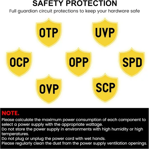 Vista 2 de Segotep 650W 80 Plus Gold Certificado No Modular ATX Fuente de Alimentación con Conectores de 6+2 Pines Protección PFC y Cumplimiento RoHS