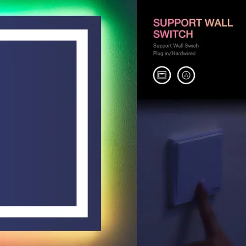 Vista 201 de LOAAO Espejo de baño LED de 28 x 36 pulgadas con luces, antiniebla, regulable, retroiluminado + iluminado frontal, espejo de tocador de baño