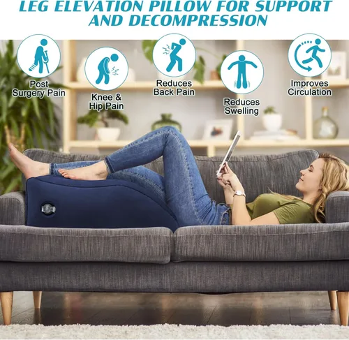 Vista 2 de Almohada de cuña para dormir, almohada inflable de elevación de piernas para hinchazón, circulación, alivio del dolor de piernas y espalda, almohada