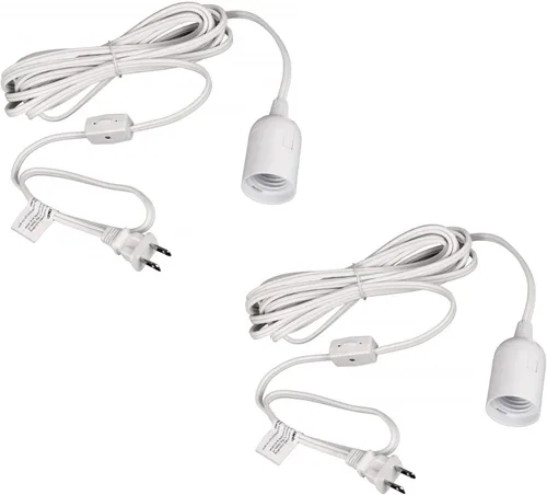 Vista 11 de Simple Deluxe - Cordón de lámpara colgante de linterna de 15 pies con enchufe E26, con interruptor de encendido/apagado (bombilla no incluida)