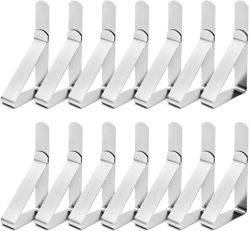 Vista 13 de Paquete de 12 clips para mantel, clips para mantel de picnic, abrazaderas de acero inoxidable, clips de mesa para restaurante, picnic, carpas