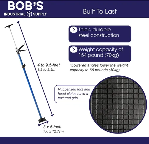 Vista 2 de BISupply Poste de soporte ajustable: gatos de tercera mano expansibles de 4 a 9.5 pies para instalar gabinetes, paneles de yeso, más
