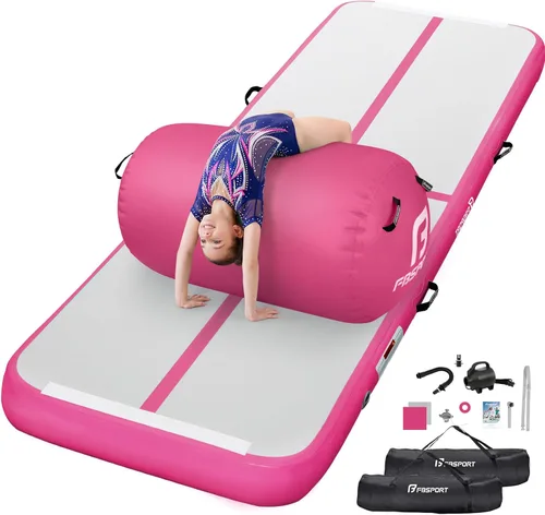 Vista 20 de Air Roller Gymnastics Barrel, Inflatable Gymnastics Air Roller Inflatable Air Gymnastics Mat with Electric Pump for Yoga Cheerleading Training Home