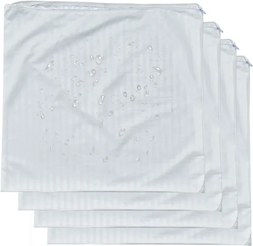 Vista 10 de Kingnex 4 unidades de protectores de almohada impermeables a prueba de plumas con cremallera en el lado largo, tamaño queen, juego de 4 fundas