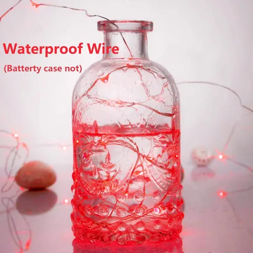 Vista 55 de Paquete de 2 guirnaldas de luces LED, funcionan con pilas, 5 m, 50 luces intermitentes, temporizador, impermeables, para habitaciones, bodas