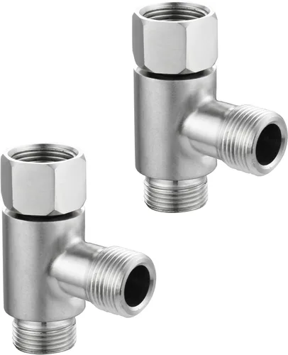 Vista 10 de Tecmolog Add On Tee Fitting Divisor de línea de suministro de agua de inodoro de acero inoxidable 3/8 "x 3/8" x 3/8", níquel cepillado, 1 unidad
