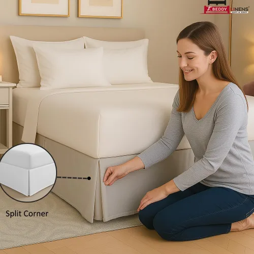 Vista 55 de eBeddy Linens 1 falda de cama de algodón egipcio de 800 hilos, tamaño individual de 39 x 75 a 14 pulgadas, caída y caída, fácil de lavar, resistente