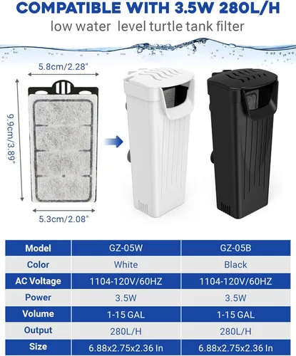 Vista 6 de GOZILLA 12 Pack Cartridges Turltle Tank Filter Replacement Plates, Suitable for 3.5W 74GPH Low Water Turtle Tank Filter.