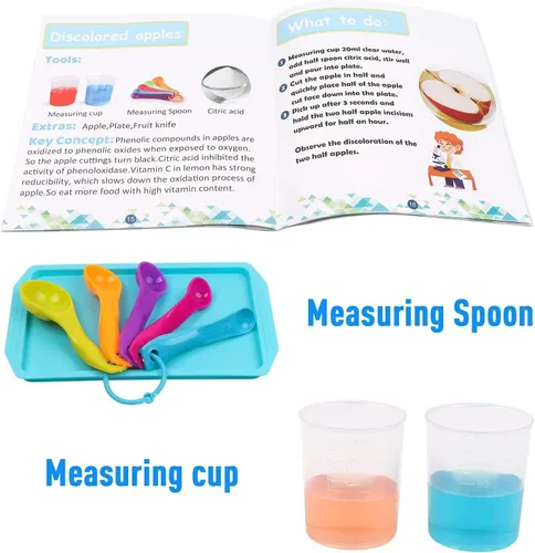 Vista 3 de Kit de experimento científico para niños con capa de laboratorio, 28 juguetes educativos STEM regalo con caja de almacenamiento, juguete de juego