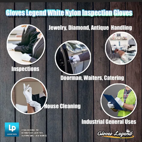 Vista 8 de White Inspection Gloves Nylon White Coin Jewelry Antiques Safety Working Gloves