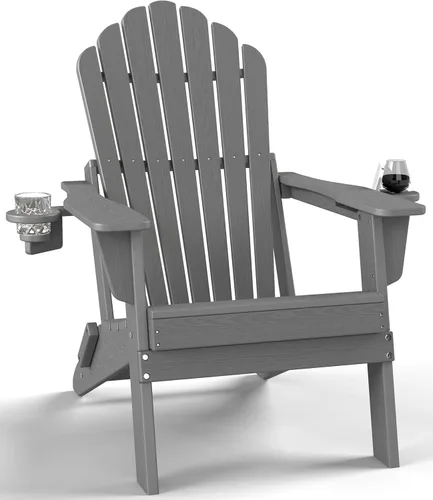 Vista 25 de Plawdlik Silla Adirondack plegable de gran tamaño mejorada 2026, silla para hoguera resistente de 380 libras con respaldo extra alto de 37.8
