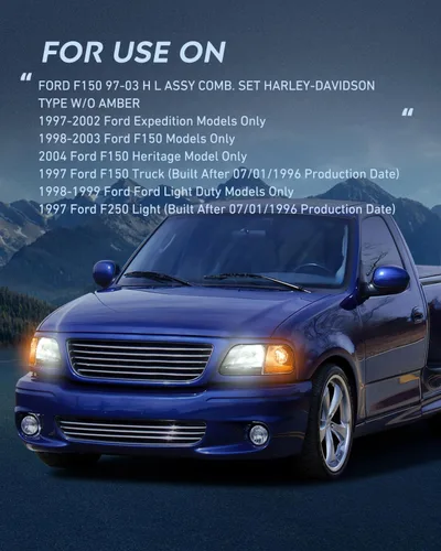 Vista 8 de Nilight - Conjunto de faros delanteros compatible con Ford F-150 Expedition 1997 1998 1999 2000 2001 2002 2003, carcasa negra, reflector ámbar