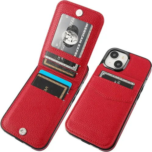 Vista 16 de KIHUWEY Compatible con iPhone 15 Funda Cartera con Soporte para Tarjeta de Crédito, Tapa de Cuero Premium con Cierre Magnético y Función Atril