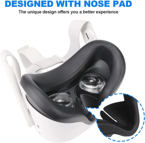 Vista 3 de NexiGo Silicone Fit Pack and Lens Protect Cover Set for Oculus Quest 2, Fit Pack Pad with VR Lens Cover, Sweat-Proof, Non-Slip, Anti-Scratch for