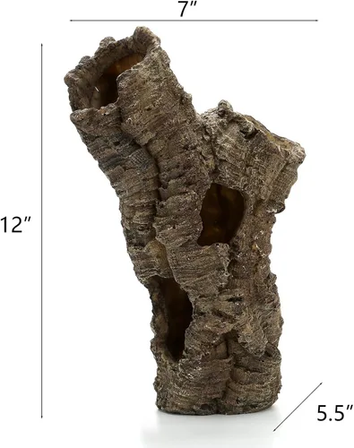 Vista 3 de LYL LEYOULAND Gran piel de reptil, 12", decoración de acuario, escondite territorial de peces, casa de escondite, decoración de reptiles pecera dec