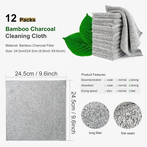 Vista 4 de Paños de Tela de Cocina para Platos (Paquete de 12), Paños de Cocina Premium, Paño de Limpieza de Microfibra Súper Absorbente, Antiadherente al