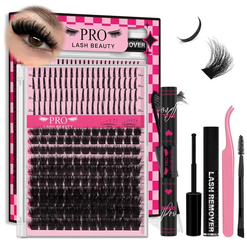 Vista 20 de PRO LASHBEAUTY Pestañas Individuales Estilo 3D 10-18mix Pestañas en Racimo 100D 200D Rizo D Pestañas Wispy Pestañas DIY en Casa
