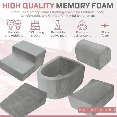 Vista 2 de Bloques de escalada de espuma para niños pequeños, juego suave de interior para bebés, funda de terciopelo y espuma viscoelástica de alta densidad