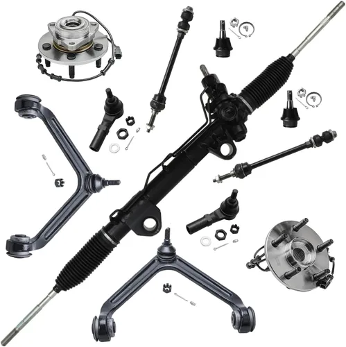 Vista 118 de Detroit Axle - Kit de suspensión de 14 piezas para Jeep Liberty 2006-2007, 2 cubos de rodamiento de ruedas, 2 brazos de control superior, 2 rótulas