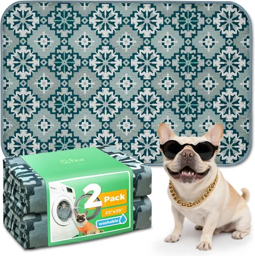 Vista 54 de FXW - Almohadillas lavables para orina de perros con superabsorción, diseñadas para jaulas de 42 pulgadas, 41 × 27 pulgadas rectangulares, boho, 2