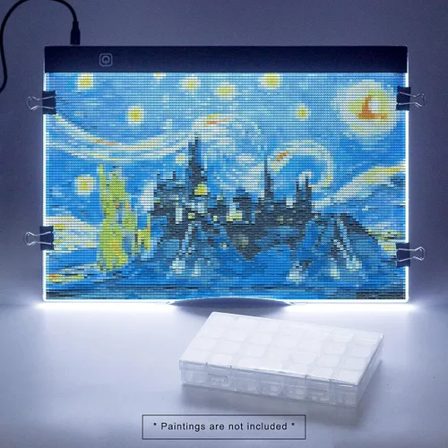 Vista 2 de SevenFish Caja de Luz LED para Herramientas de Pintura de Diamantes B4, Mesa de Luz Ultra-Delgada con Brillo Ajustable para Arte de Diamantes