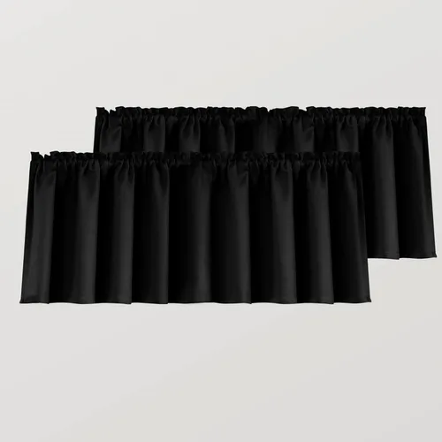 Vista 32 de Mrs.Naturall Juego de 2 cortinas de cenefa gris oscuro para ventana de cocina, paquete de 2 cenefas opacas para oscurecimiento de habitación