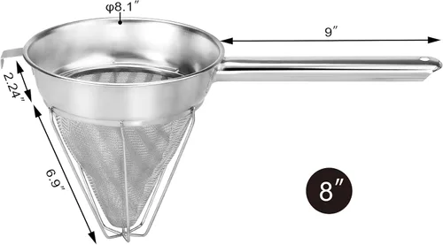 Vista 2 de New Star Foodservice 38071 Colador de caldo reforzado de acero inoxidable, 8 pulgadas