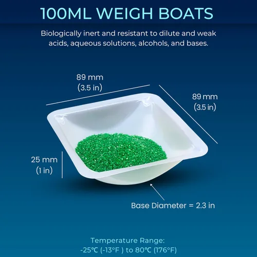 Vista 5 de Weigh Boats - Bandejas de plástico desechables medianas (3.4 fl oz, paquete de 125) para báscula, bandeja cuadrada antiestática, plato