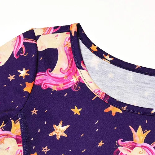 Vista 3 de Jxstar Vestidos a juego para niñas y muñecas de manga larga con diseño de unicornio y sirena