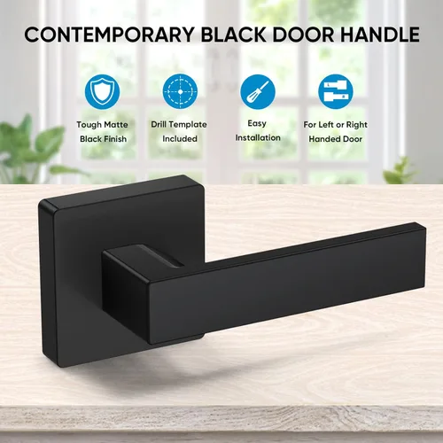 Vista 5 de TICONN Manija de puerta simulada, manija de puerta cuadrada reversible resistente para interiores, dormitorio, armario