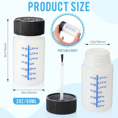 Vista 2 de Mumufy 120 botellas de pintura de retoque con cepillo y tapa, botella vacía de retoque con bolas de mezcla, capacidad de líquido de 2 onzas