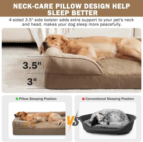 Vista 5 de INVENHO - Cama ortopédica mediana para perros, impermeable, sofá de espuma tipo huevo para perros con funda extraíble y lavable, forro impermeable