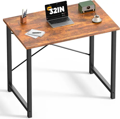 Vista 22 de DUMOS Escritorio de oficina pequeño de 32 pulgadas para computadora de estilo moderno y simple, mesa de trabajo de estudio para el dormitorio