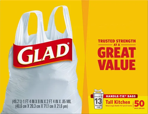 Vista 11 de Glad Bolsas de basura altas para cocina, 13 galones, 50 unidades, paquete de 4 unidades (el embalaje puede variar)