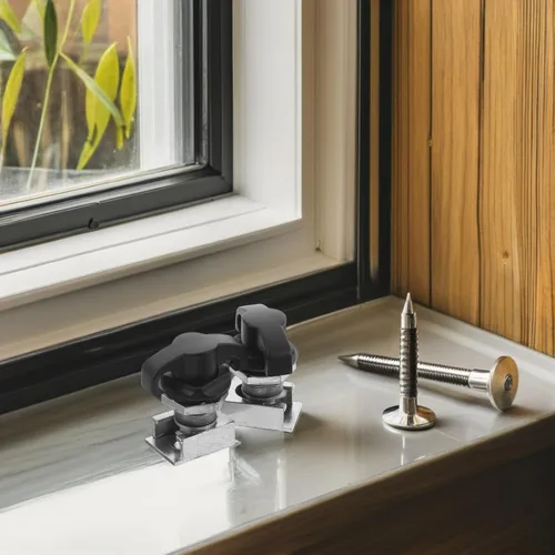 Vista 7 de POPETPOP 2pcs Zinc Alloy T-Handle Cam Locks with Base Offset Swing Knob Thumb Operated Equipment Cabinet Door Locks for Toolbox and Furniture