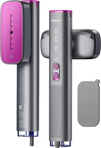OGHom Vaporizador para ropa, vaporizador de viaje de 110-240 V y plancha 2 en 1, potente vapor de 1000 W, removedor de arrugas portátil de mano, Gris