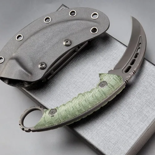 Vista 6 de C1112 Cuchillo fijo, cuchillo de hoja fija, hoja de acero D2+mango G10 cuchillos de campamento al aire libre, cuchillos de herramientas EDC con Verde