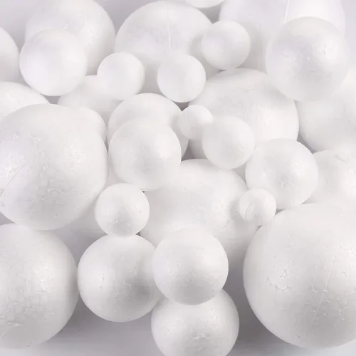Vista 2 de DIYASY 100 bolas de espuma lisas blancas de 0.8 a 3.3 pulgadas para artes y adornos de Navidad, bolas redondas de poliestireno para manualidades