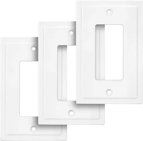 Vista 73 de Henne Bery Placa decorativa de pared con borde moderno, tapa de tomacorriente para cubrir enchufe, aleación de zinc maciza duradera