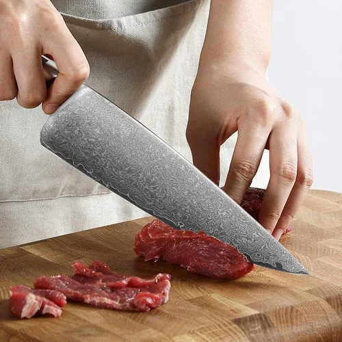 Vista 6 de Damascus Chef Knife, 8 Inch Professional Damascus Kitchen Knife Forged with VG10 Super Steel 67-Layer, Non-slip Ergonomic Micarta Handle, Razor