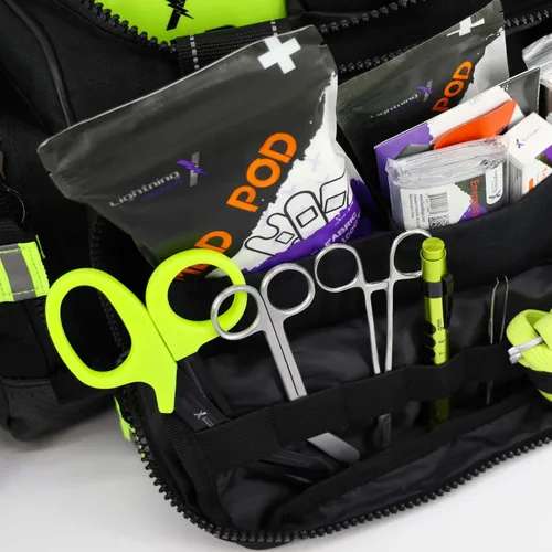 Vista 3 de Lightning X Bolsa modular X-grande de primeros auxilios EMT Medic para trauma con suministros de kit de primeros auxilios de emergencia (Negro)
