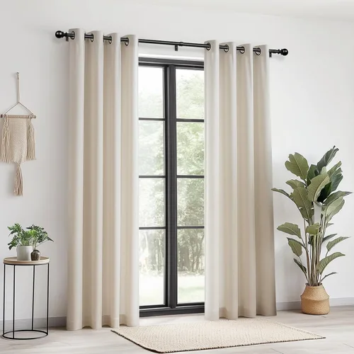 Vista 2 de Zeerobee Barras de cortina para ventanas de 120 a 240, barra de cortina negra ajustable de 1 pulgada de alta resistencia, poste de cortina moderno