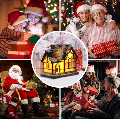 Vista 6 de Casa de Pueblo Navideño Coleccionable, Edificio de Decoración Navideña, Estatua de la cabaña del Pueblo navideño, Decoración del Hogar, Exhibición