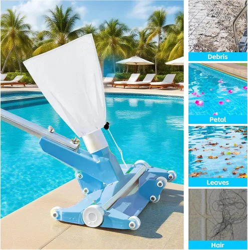 Vista 5 de Paquete de 4 bolsas de malla de repuesto para aspiradora de piscina, XL, 18.5 x 16.5 pulgadas, ajuste universal con cordón, reutilizables