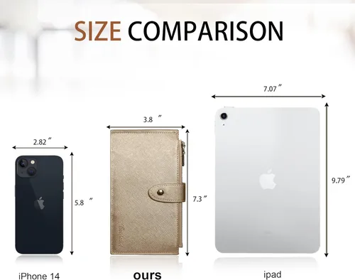 Vista 2 de Travelambo - Billetera con interferencia de radiofrecuencia (RFID) para mujer, tamaño grande, plegable, para varias tarjetas, con cremallera